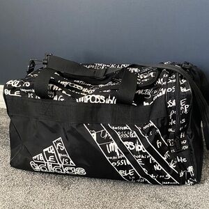 Adidas Black and White Graphic Duffel Bag